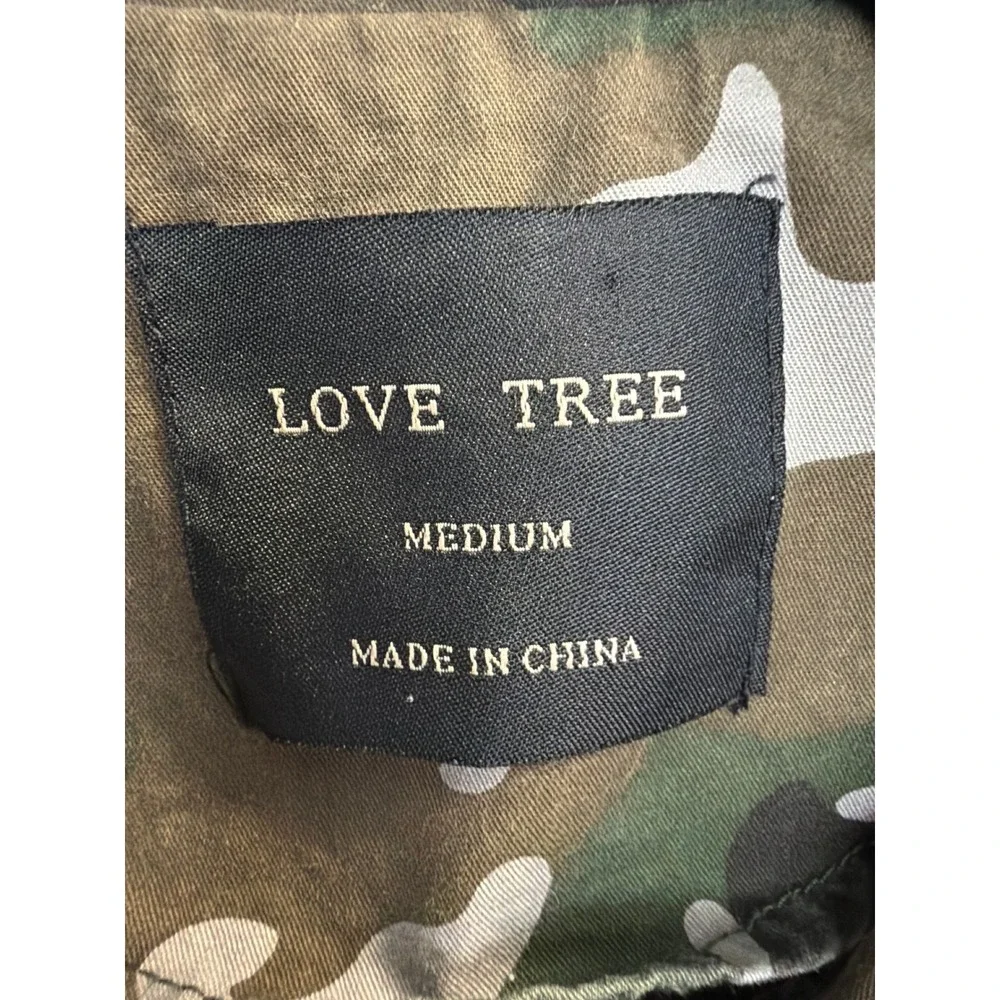Love Tree Utility Jacket Womens Medium Green Camo Military Safari Cargo Rugged